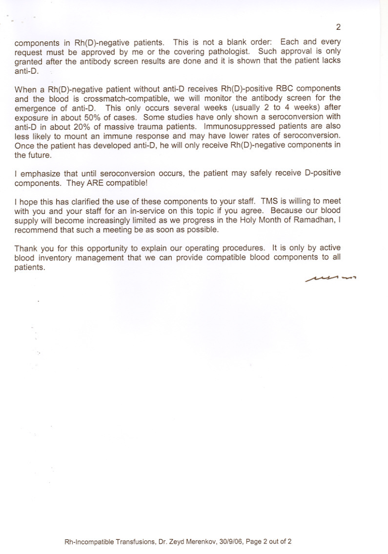 Rh-Incompatible Transfusion Letter to NGHA Clinical Staff–NGHA Riyadh ...
