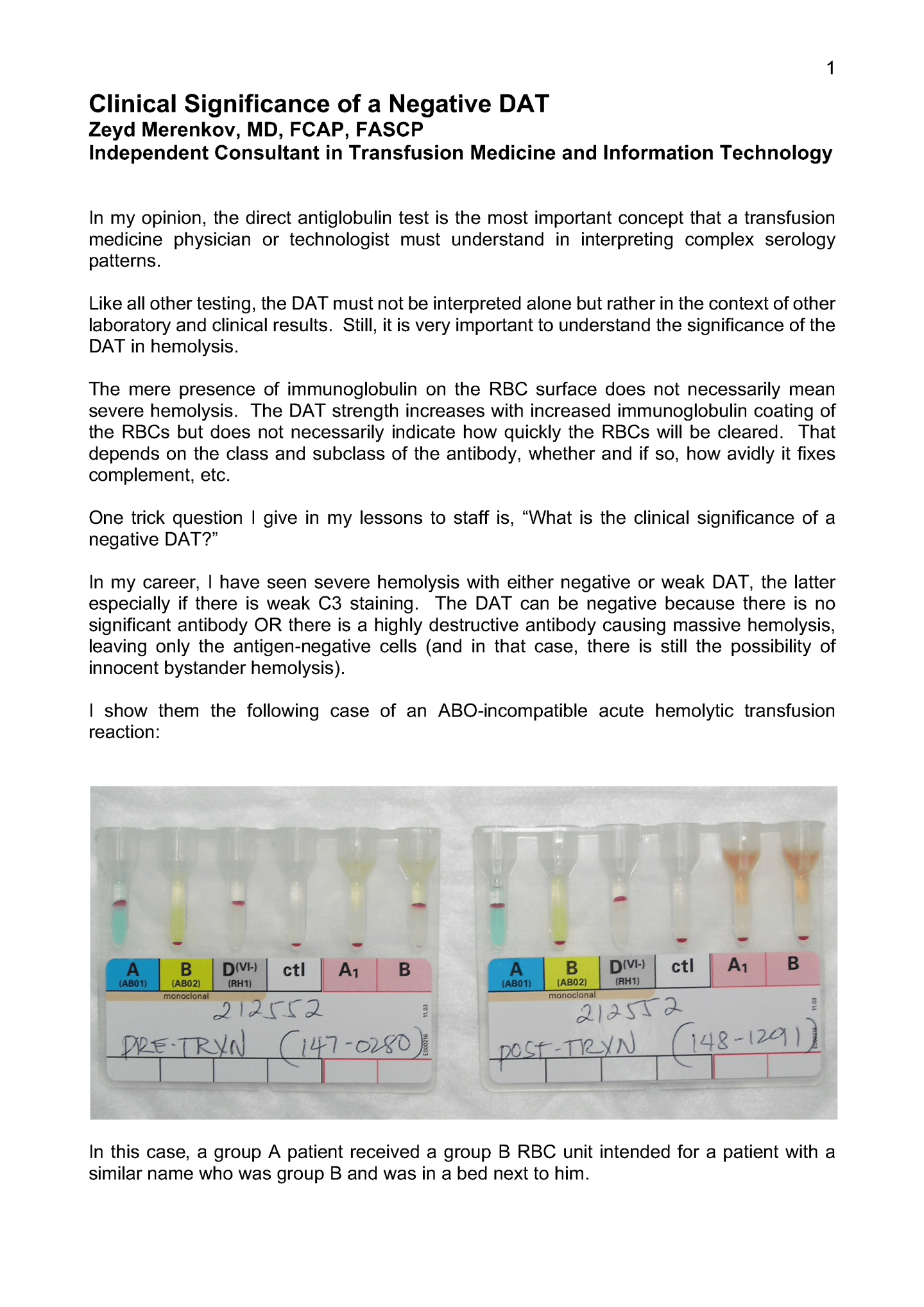 Negative Polyspecific Dat Clinical Significance of a Negative DAT – Dr. Zeyd Merenkov