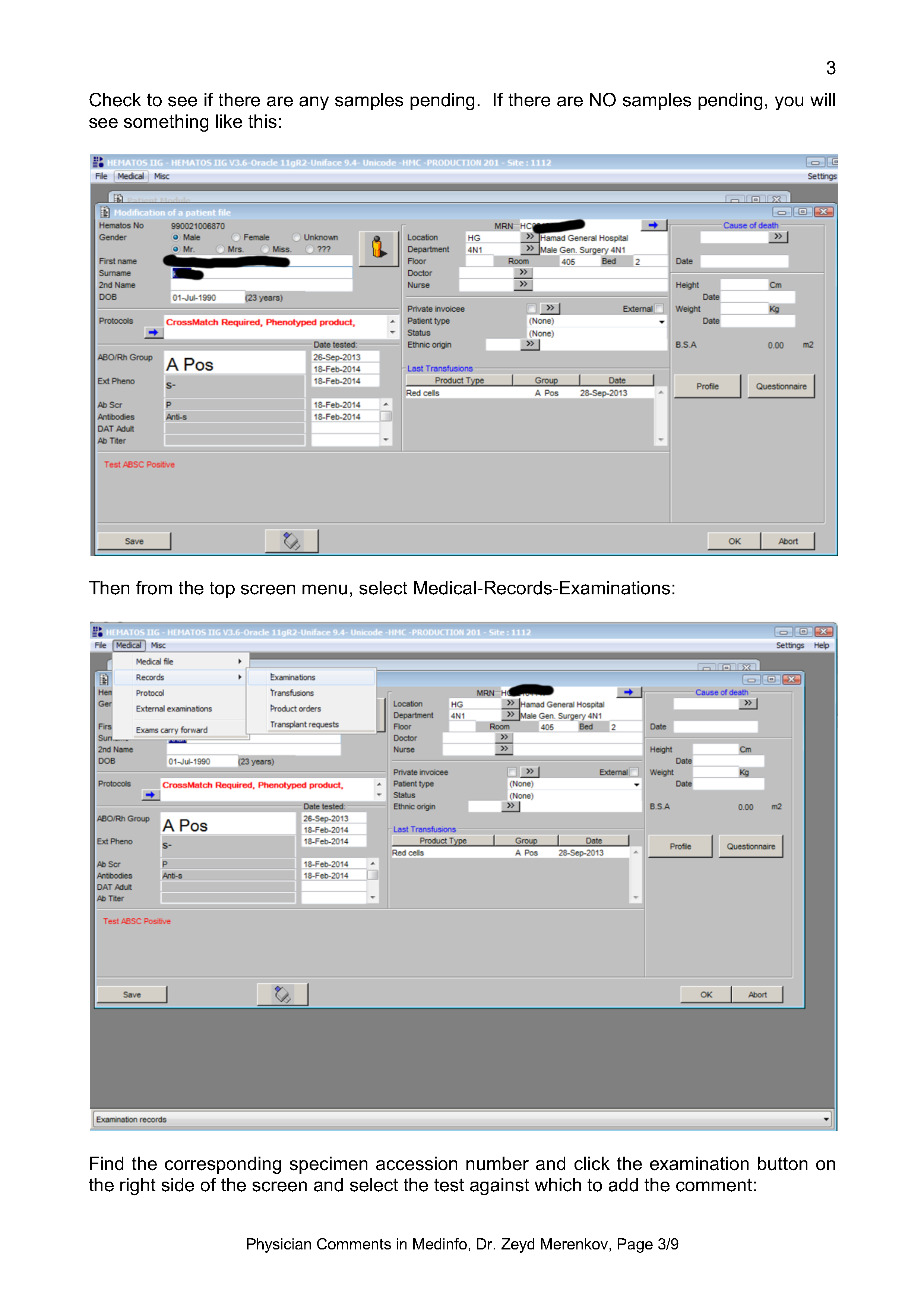 Physician Comments in Medinfo – Dr. Zeyd Merenkov
