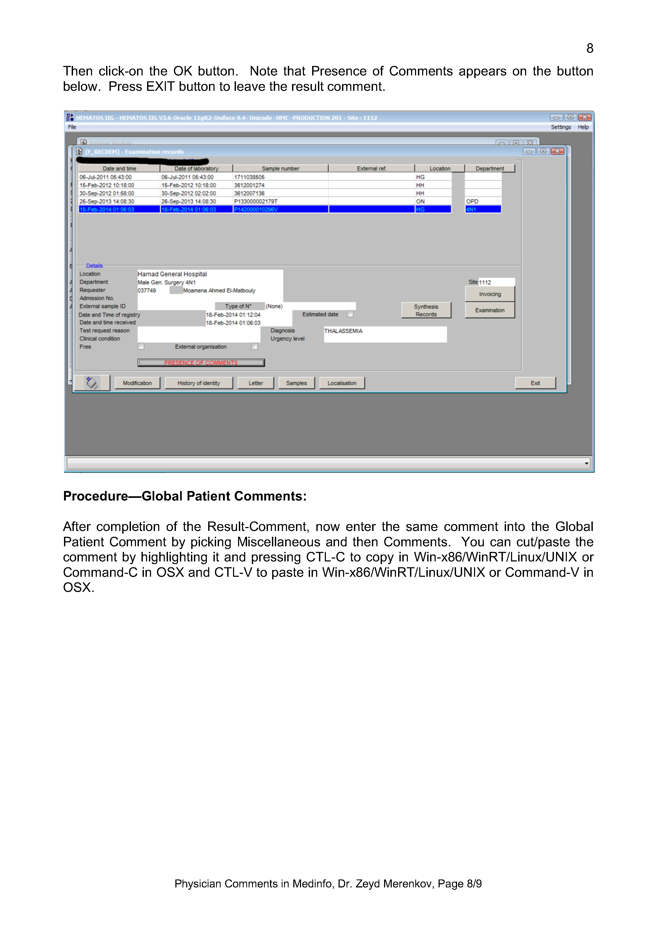 Physician Comments in Medinfo – Dr. Zeyd Merenkov