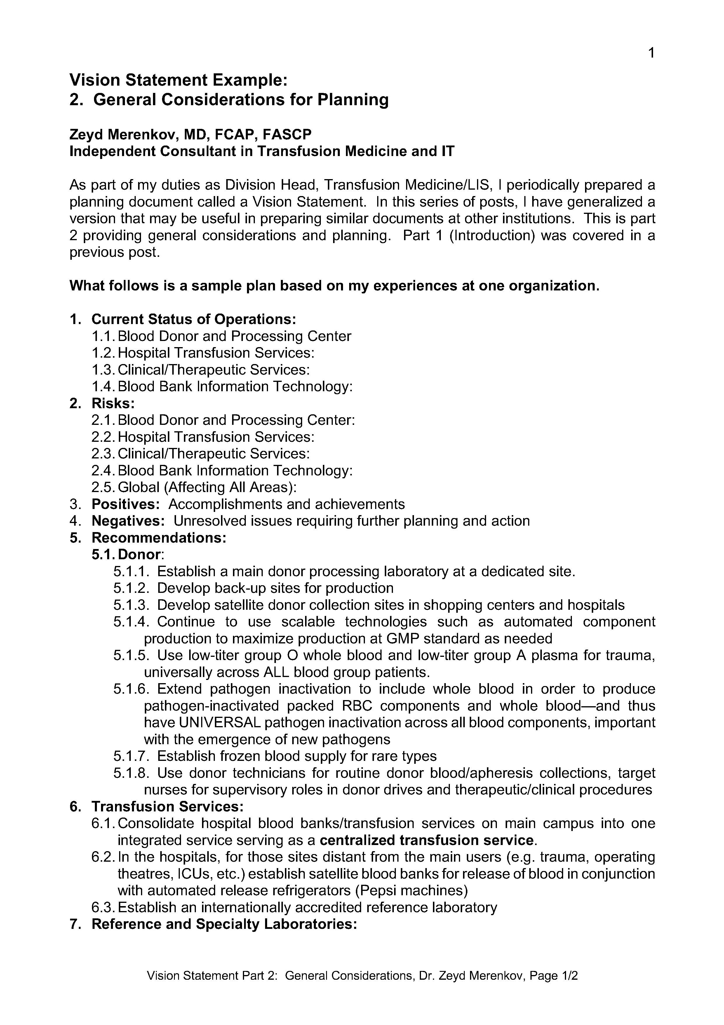 Vision Statement 2: General Considerations – Dr. Zeyd Merenkov