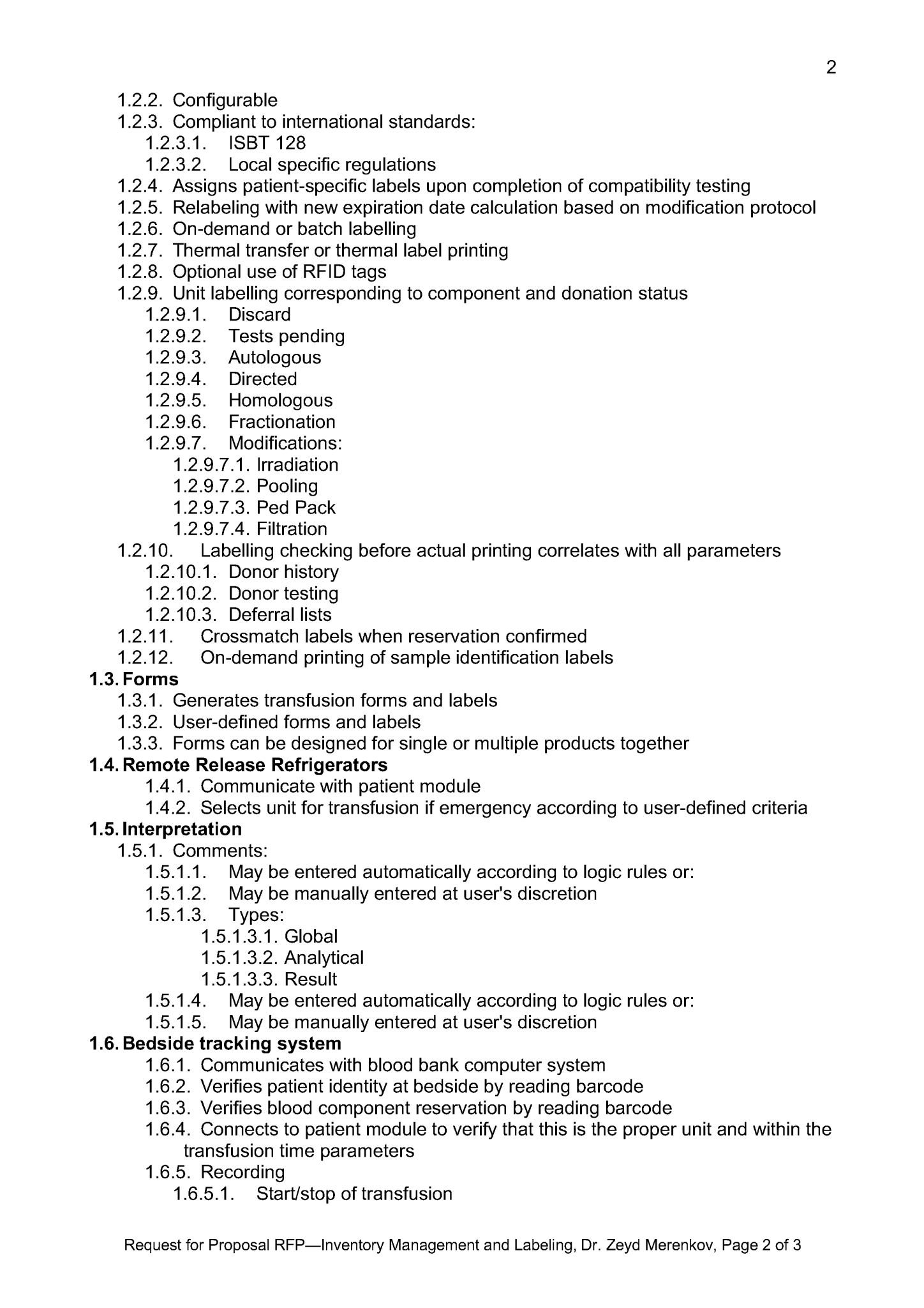 Rfp Inventory Request for Proposal 9: Inventory and Labelling – Dr. Zeyd Merenkov