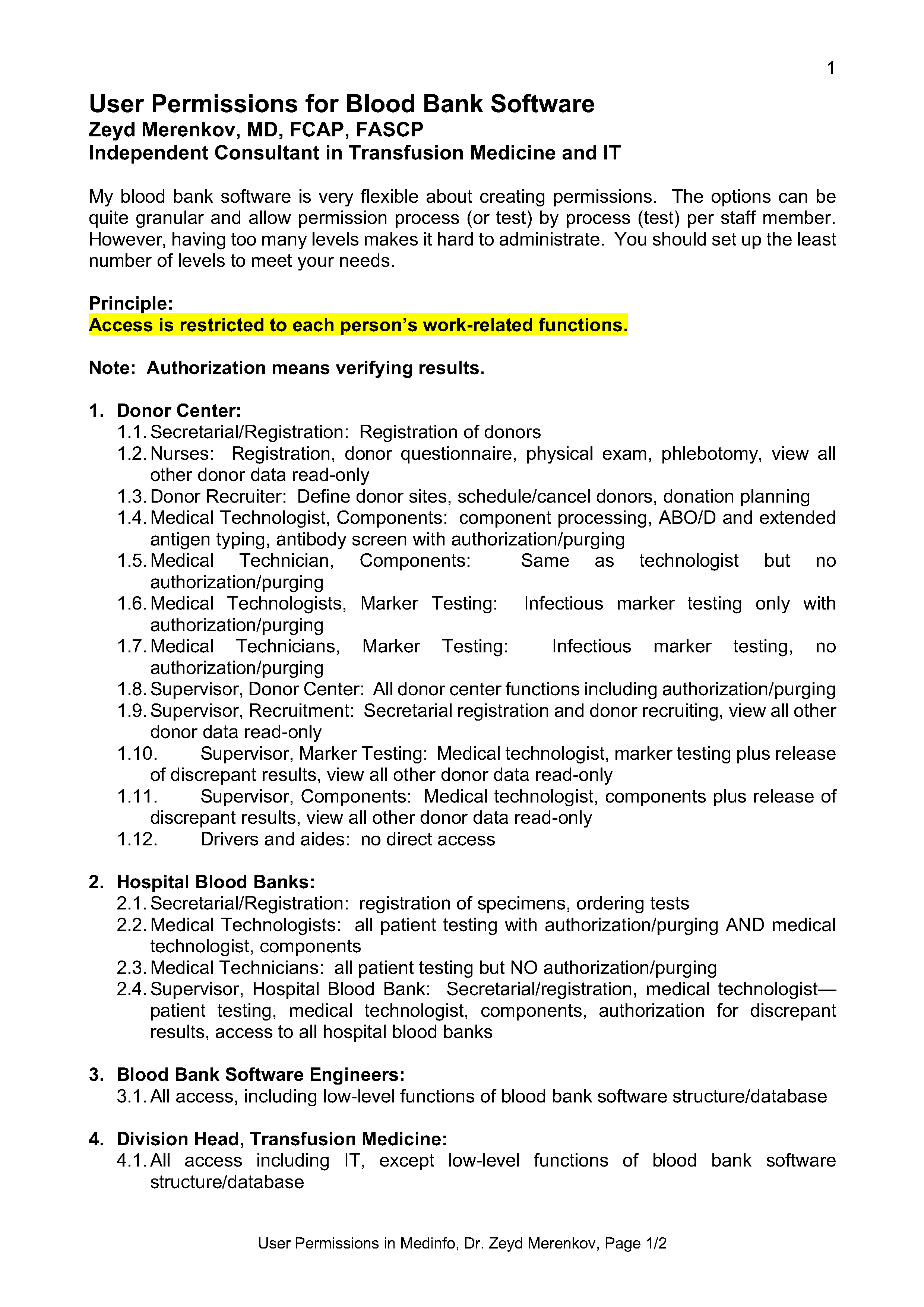 User Permissions in Blood Bank Software – Dr. Zeyd Merenkov